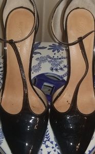 Maiden Lane T-strap patent leather pumps